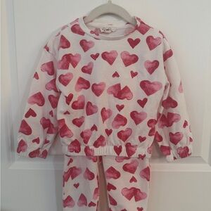 Jessica Simpson Pink Heart Kids sweat suit set . Size 3t